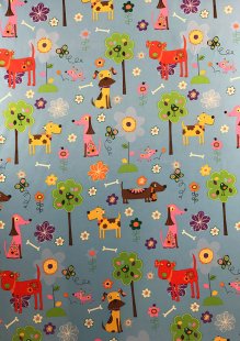 Chatham Glyn - Blackout Curtain Fabric Dogs Blue