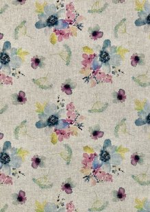 Chatham Glyn - Linen Look Popart Digital Print Blue, Pink, Yellow Flowers