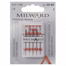 Sewing Machine Needles: Universal: 60/8(2), 70/10(2), 80/12(1): 5 Pieces