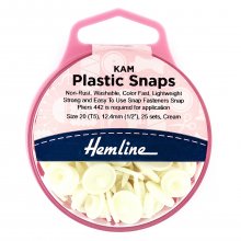 KAM Plastic Snaps: 25 x 12.4mm Sets: Cream