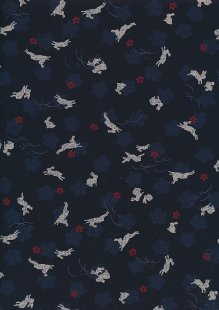 Sevenberry Japanese Fabric - Hares Navy