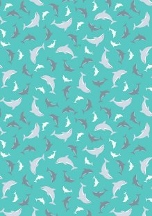 Lewis & Irene - Ocean Glow Dolphins on turquoise (glow in the dark) - A782.1