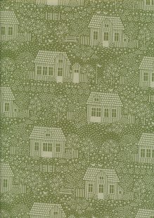 Tilda Fabrics - Hometown My Neighbourhood Moss 110063