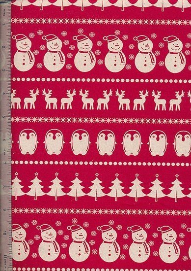 John Louden - Scandi Christmas Red Snowmen, Reindeer, Penguins & Trees