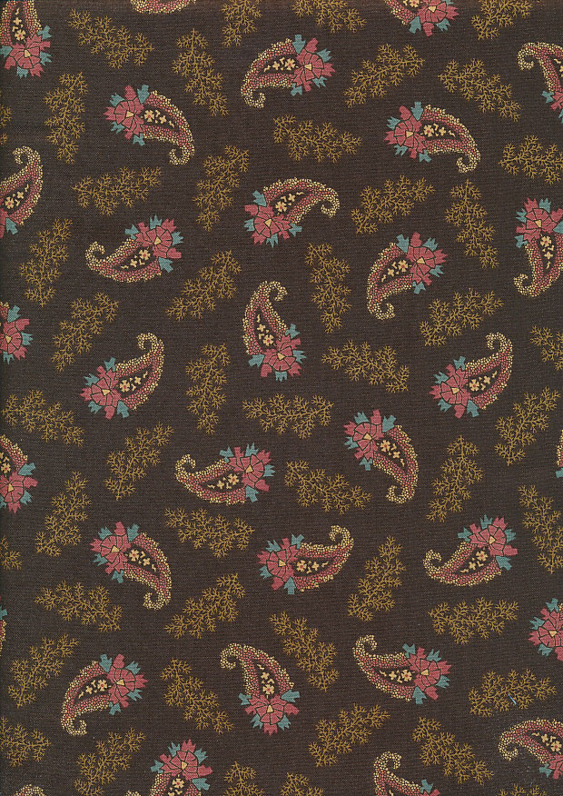 Andover Fabrics By Kathy Hall & Margo Krager - Small Pink Paisley Brown
