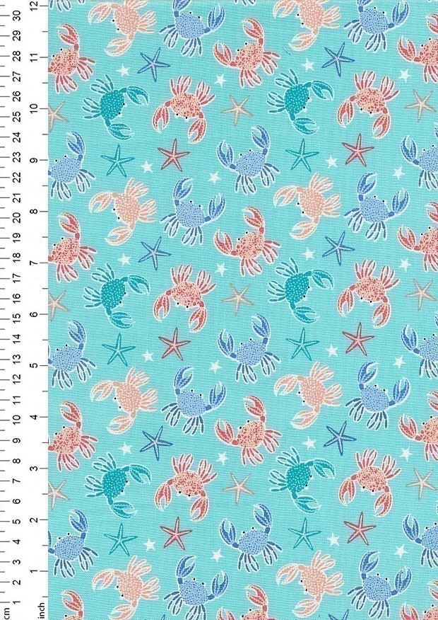 Craft Cotton Co. Organic Cotton - By The Coast Little Crabs 2816/8