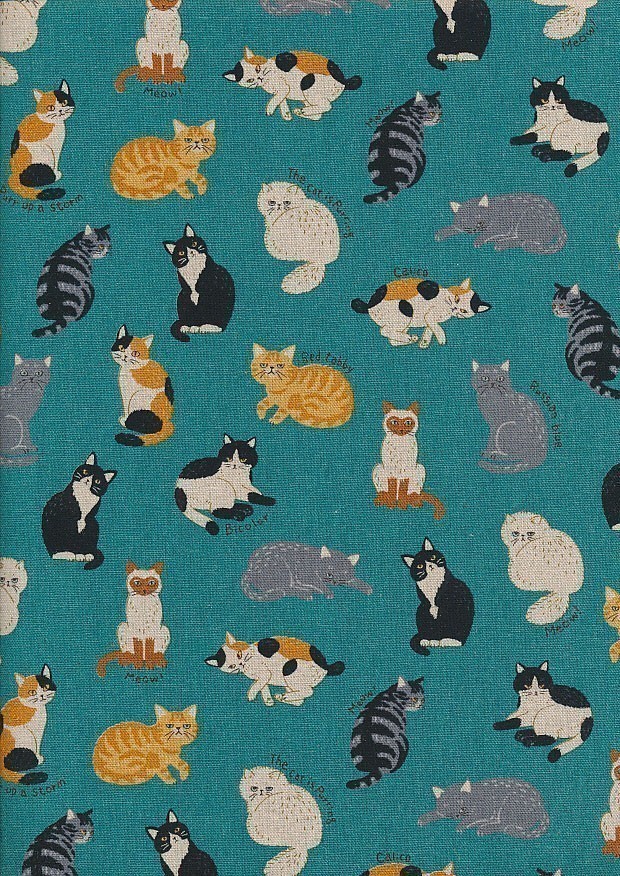 Cosmo Textiles Japanese Linen/Cotton Blend - Cats Col 2 62670