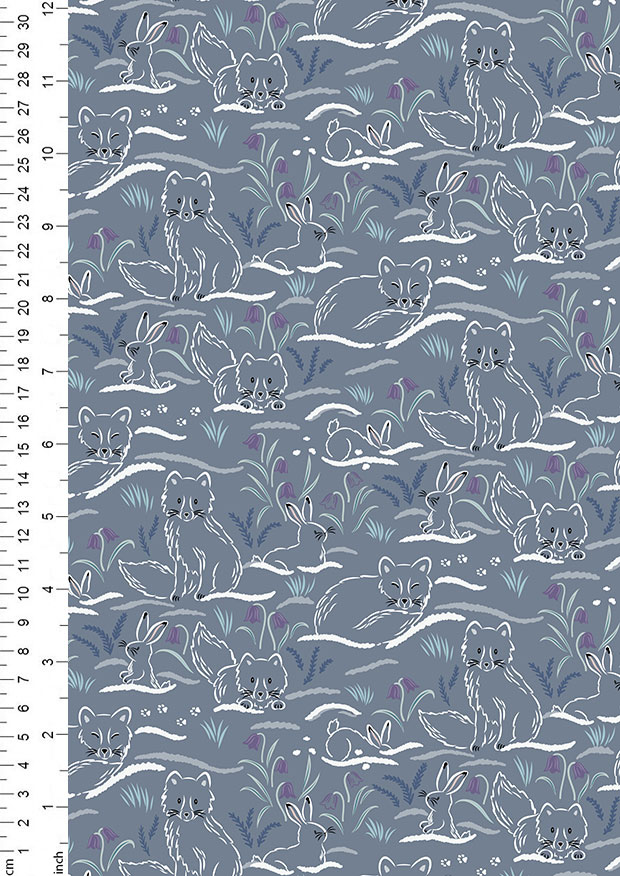 Cassandra Connolly For Lewis & Irene - Arctic Adventure Haring Around on Cool Slate Grey - CC27.3
