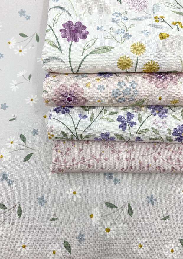 Cassandra Connolly For Lewis & Irene - Floral Song 5 x Half Metre Pack 3