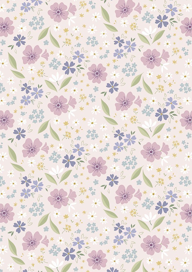 Cassandra Connolly For Lewis & Irene - Floral Song Floral Art on light pink - CC32.1