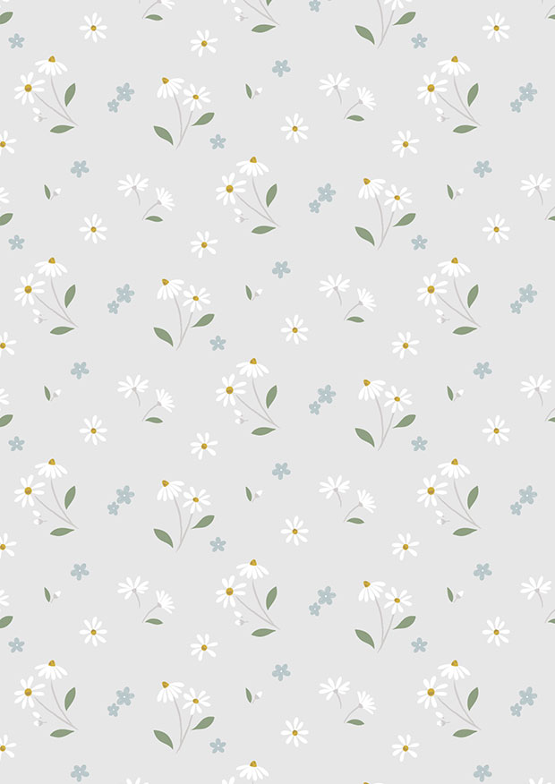 Cassandra Connolly For Lewis & Irene - Floral Song Daisies Dancing on pale grey - CC34.1