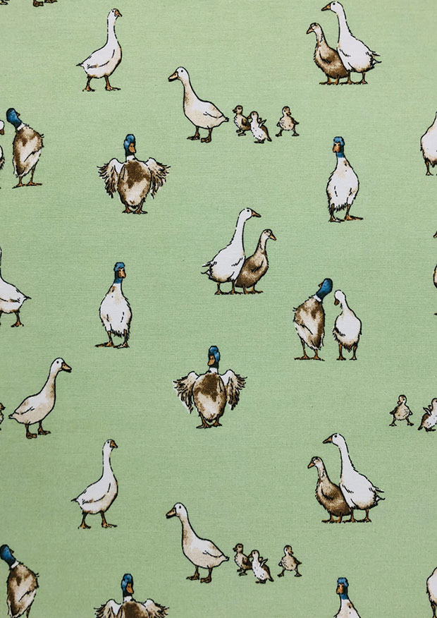 Chatham Glyn - Linen Look Popart Classic Ducks  Green