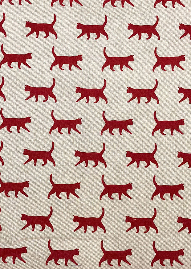 Chatham Glyn - Linen Look Popart Linen Red Cats
