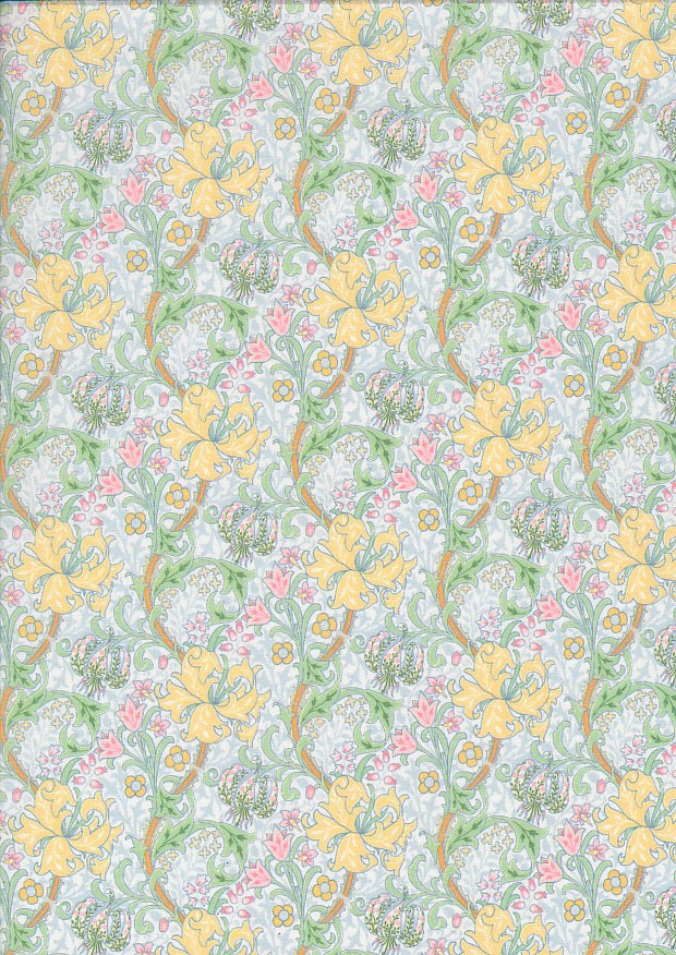 Crafty By Chatham Glyn - William Morris Poly Cotton PCD023Golden Lily Pastel Green