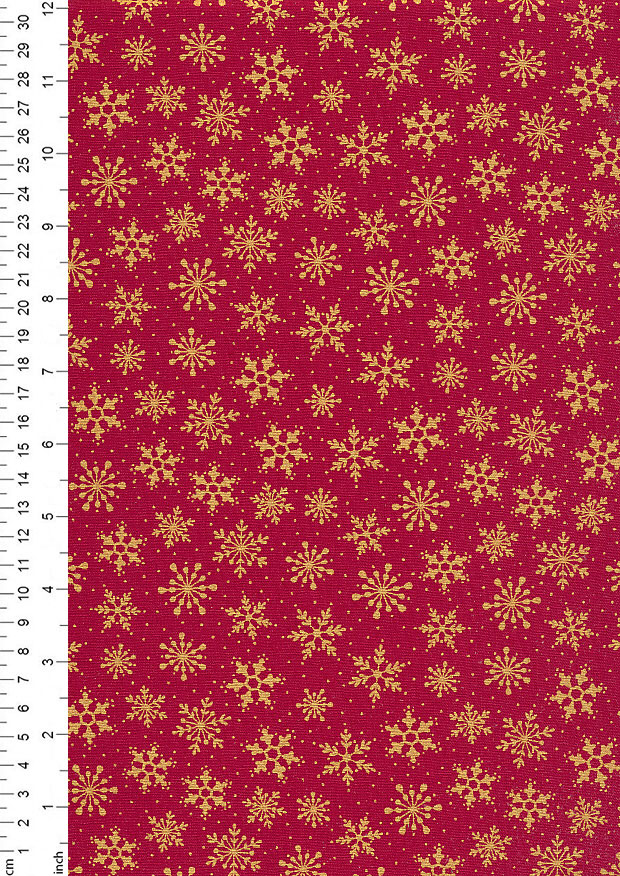 Craft Cotton Co - Christmas Snowflakes Red Met 21