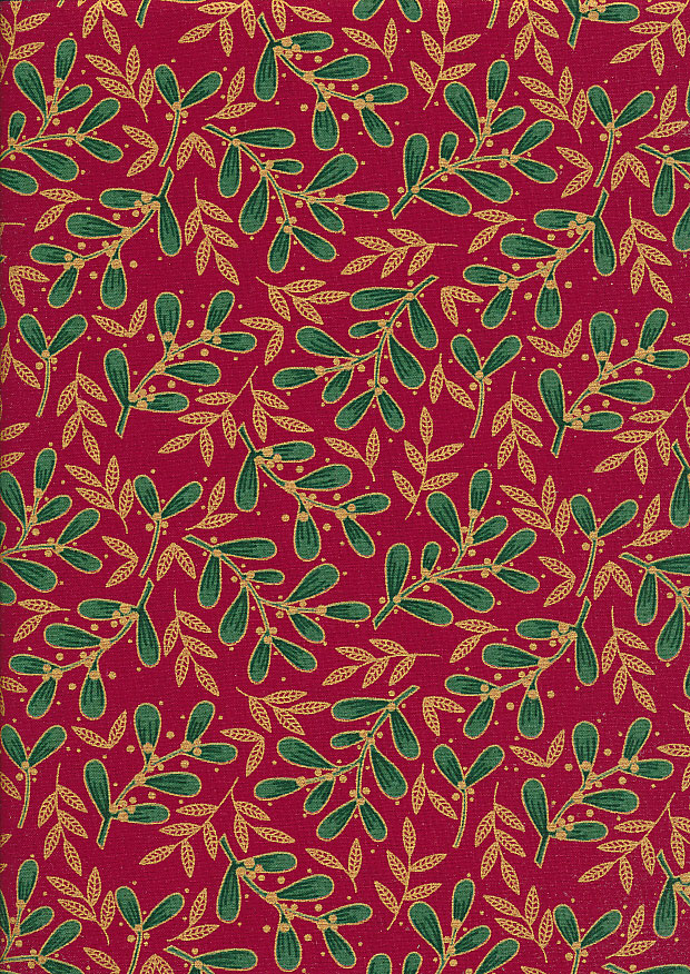 Craft Cotton Co - Christmas Misteltoe Red Met 21
