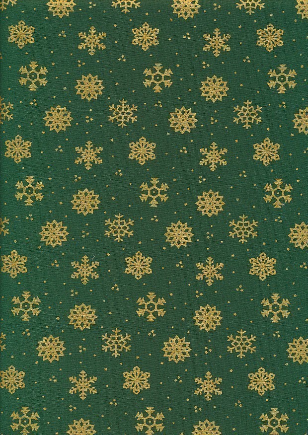 Craft Cotton Co. - Metallic Christmas Snowflakes Green