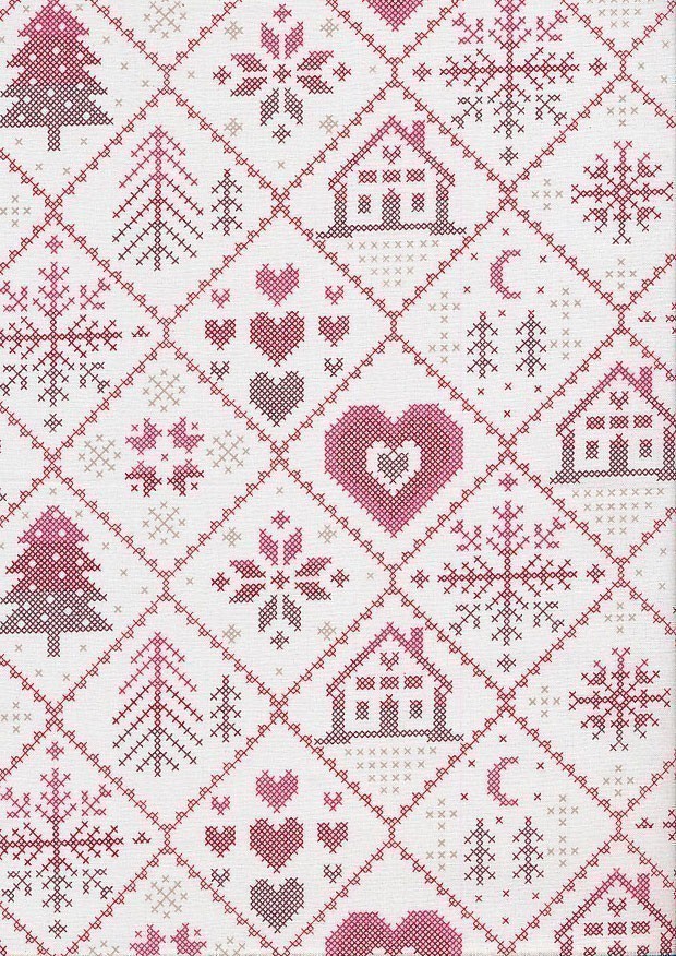 Craft Cotton Co. Stuart Hillard Christmas - Cross Stitch 2895-01 Criss Cross Christmas White