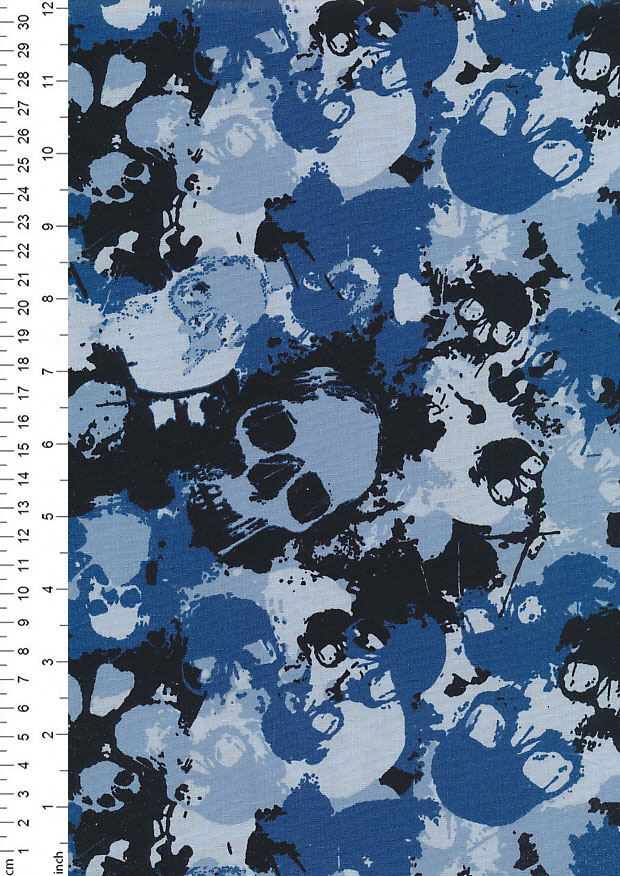 Rose & Hubble - Quality Cotton Print CP-0864 Blue Skulls