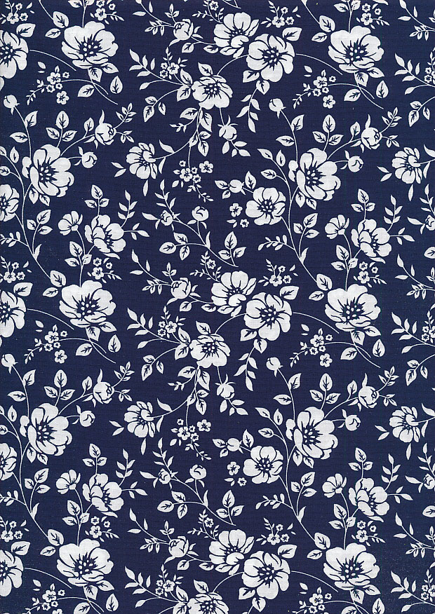 Rose & Hubble - Quality Cotton Print CP-0742 Navy/Ivory