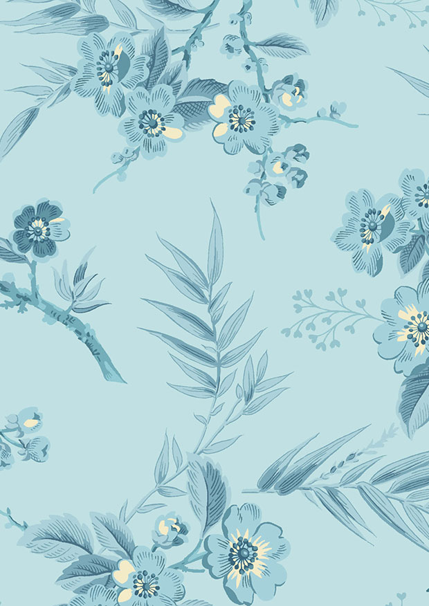 Something Blue By Edyta Sitar For Andover Fabrics - 2/8822W BOUQUET LIGHT BLUE