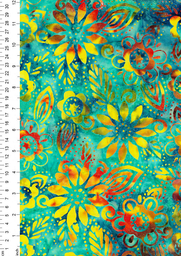 Fabric Freedom Bali Batik Stamp - Turquoise 157/a