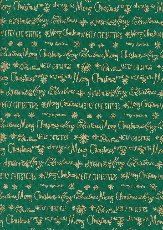 Fabric Freedom - Christmas Green & Gold Print 1001