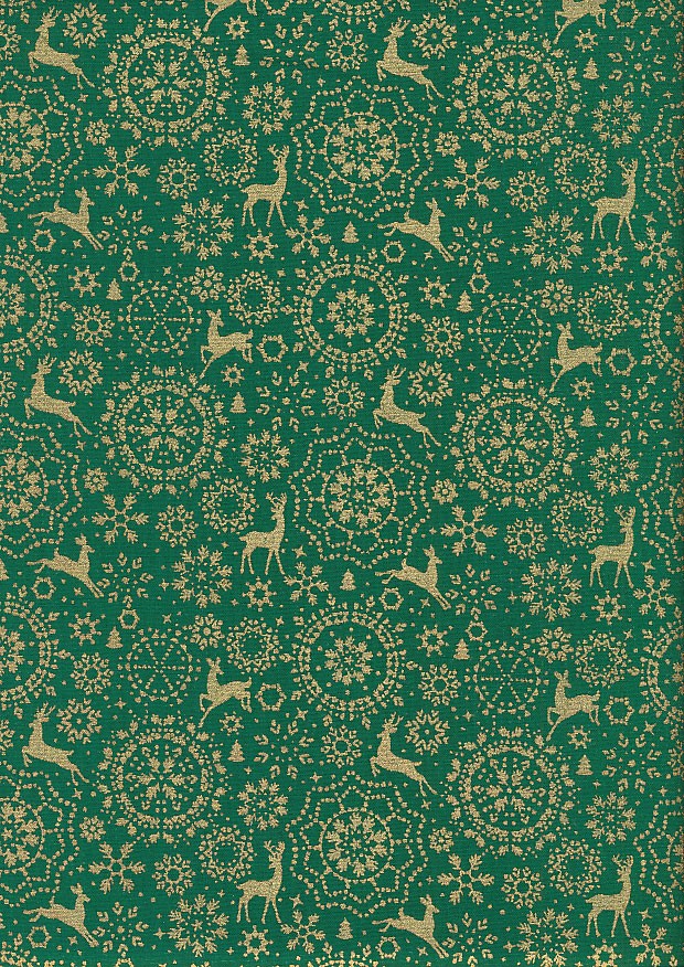 Fabric Freedom - Christmas Green & Gold Print 1005