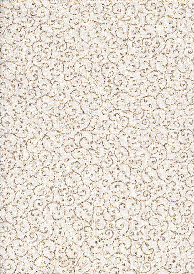 Fabric Freedom Christmas - Gold Scroll Ivory