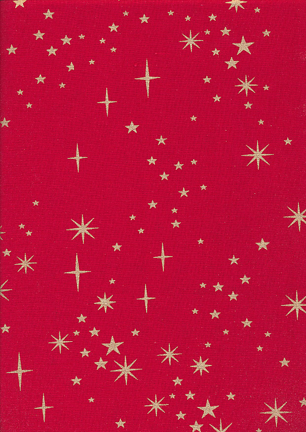 Fabric Freedom Christmas - Gold Stars Red