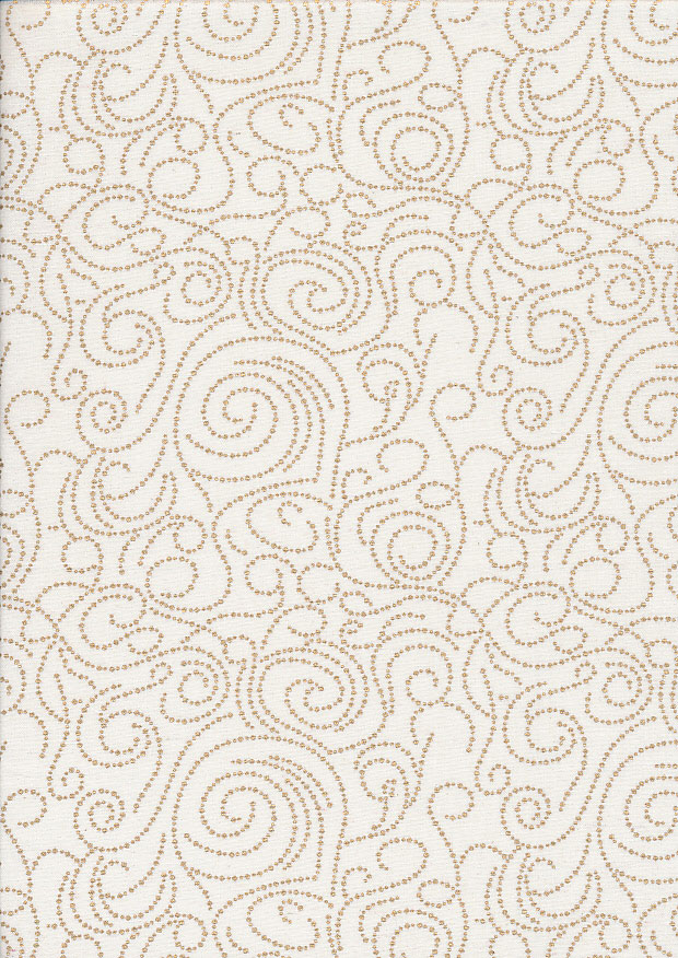 Fabric Freedom Christmas - Gold Swirls Ivory