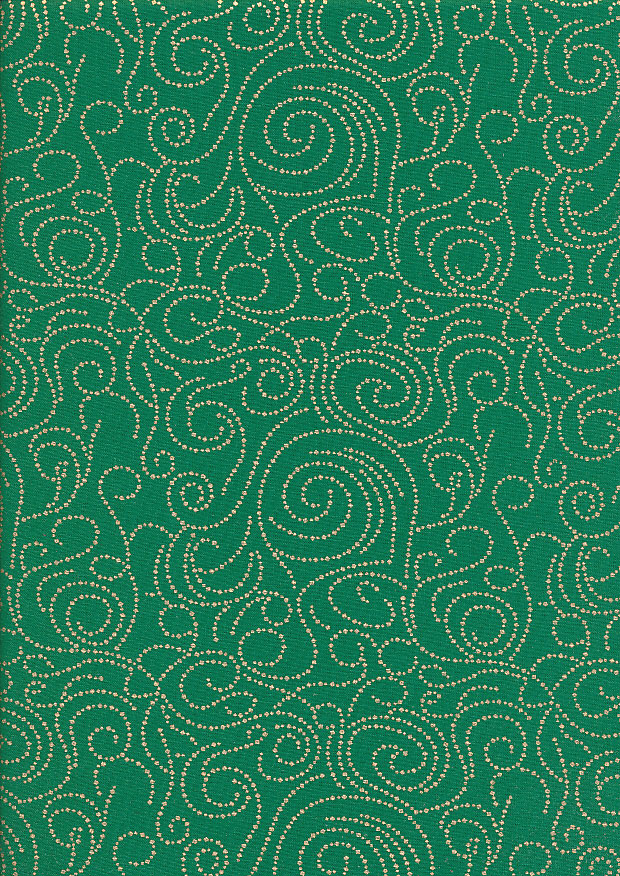 Fabric Freedom Christmas - Gold Swirls Green