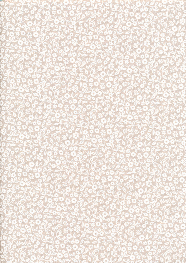 Fabric Freedom - Silhouette White on Taupe FF197 COL 2