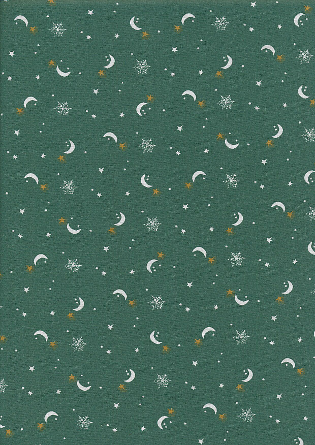 Je Ne Sais Quoi - moon, star & snowflake on green