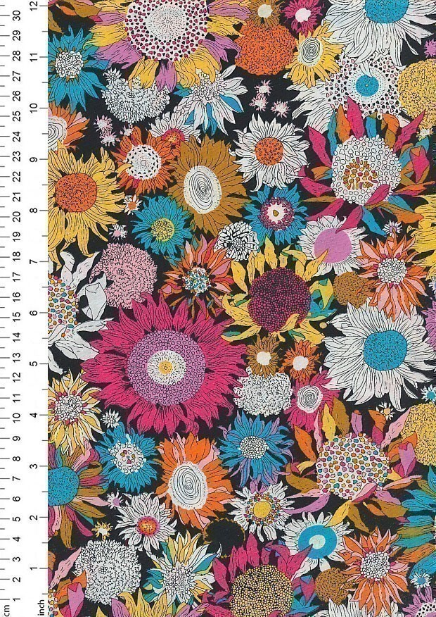 Fabric Freedom - Poplin Sunflower Black