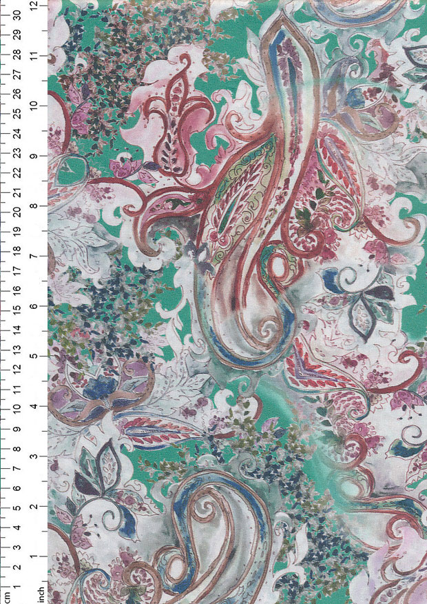 Lady McElroy - Cotton Lawn Paisley On Mint