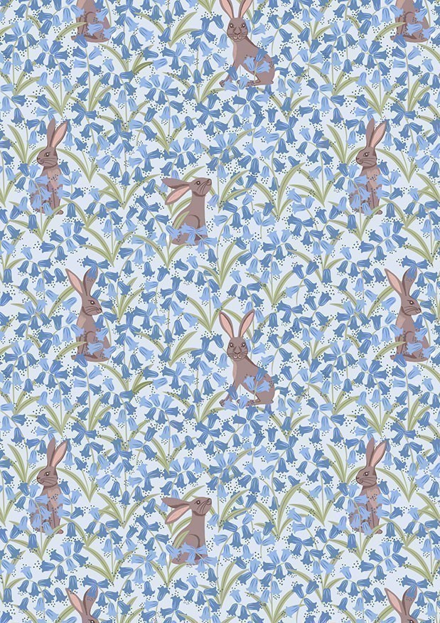 Lewis & Irene - Bluebell Wood Reloved A638.1 - Bluebell hare on blue