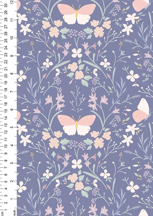 Cassandra Connolly For Lewis & Irene - Heart Of Summer CC1.3 - Floral gathering on dark hyacinth blue