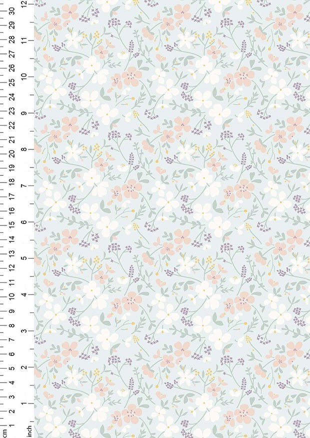 Cassandra Connolly For Lewis & Irene - Heart Of Summer CC2.2 - Sweet meadow on duck egg blue