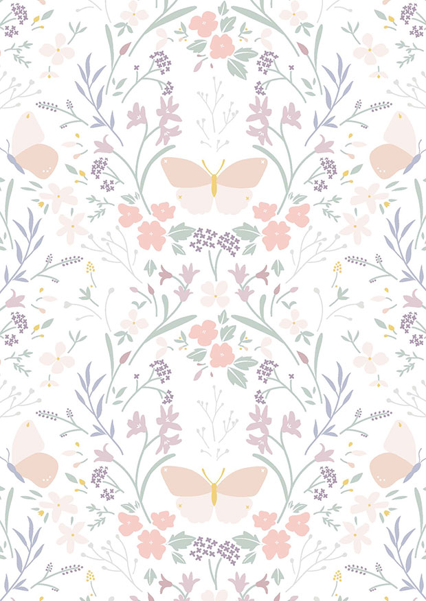 Cassandra Connolly For Lewis & Irene - Heart Of Summer CC1.1 - Floral gathering on white