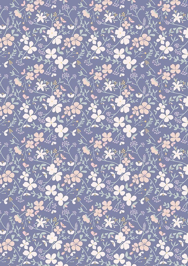 Cassandra Connolly For Lewis & Irene - Heart Of Summer CC2.3 - Sweet meadow on dark hyacinth blue