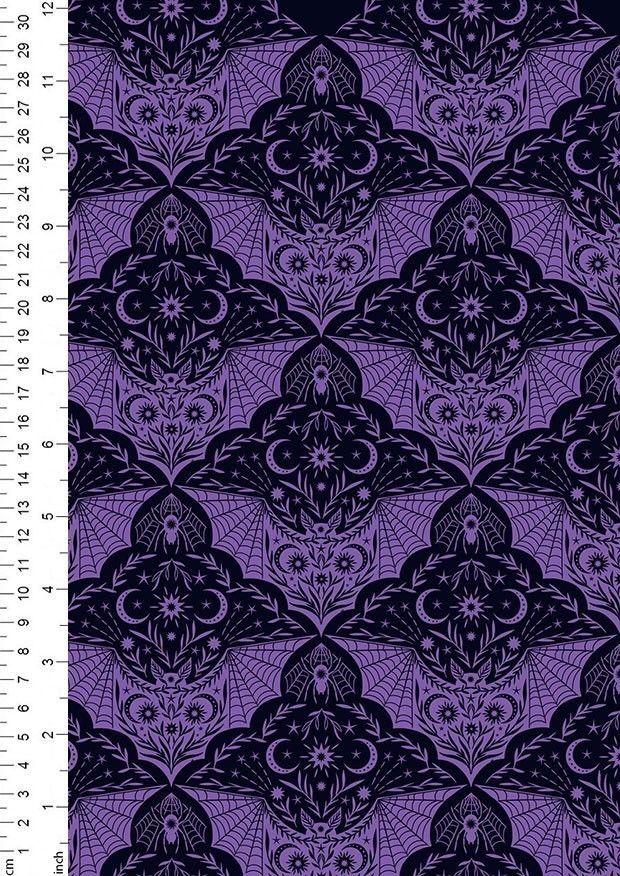 Lewis & Irene - Cast A Spell Purple floral bat - A720.2