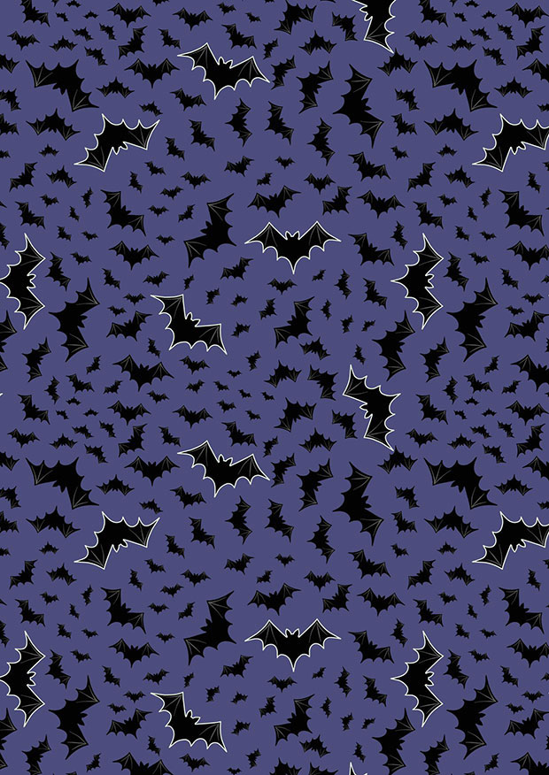Lewis & Irene - Castle Spooky A575.1 - Bats on blue