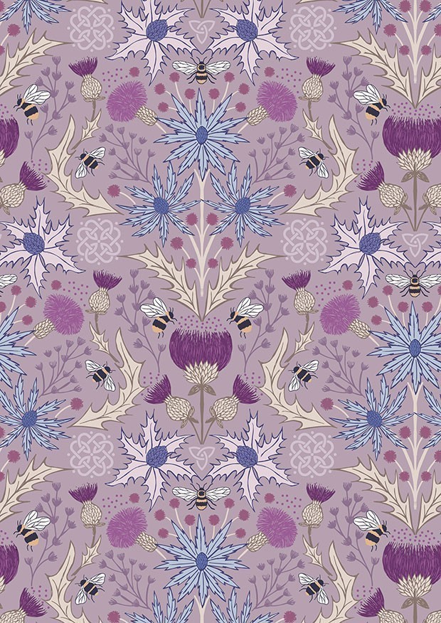Lewis & Irene - Celtic Dreams A608.2 - Mirrored bee on light purple