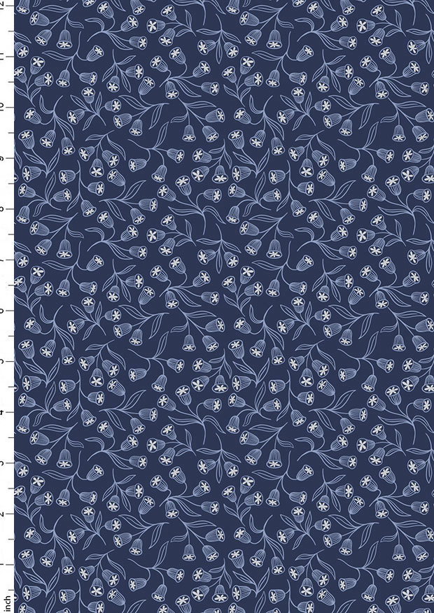 Lewis & Irene - Enchanted A544.2 Enchanted flowers on dark blue with silver metallic