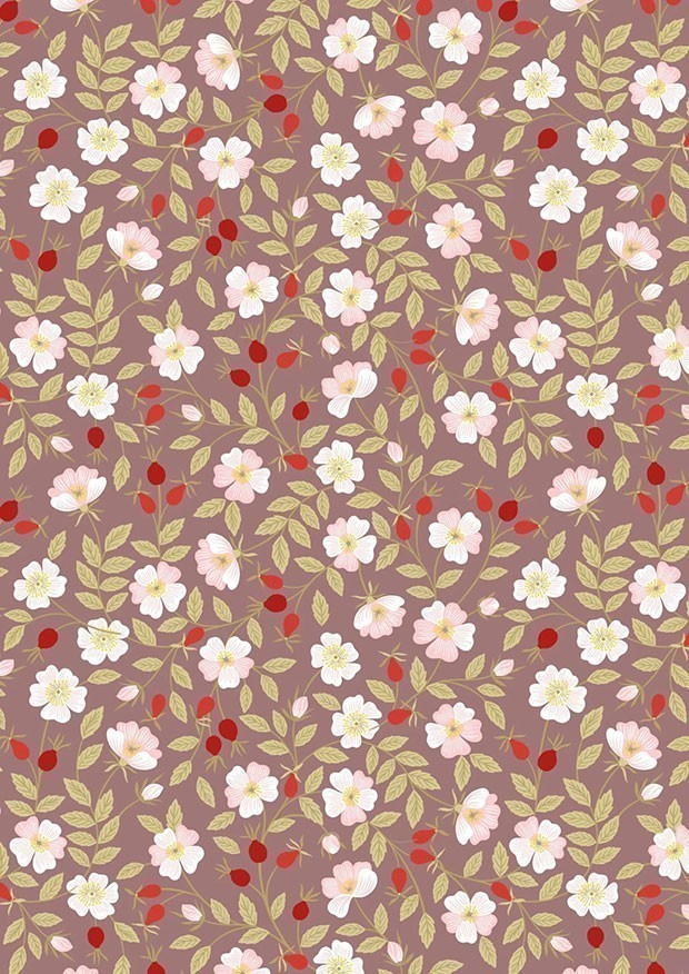 Lewis & Irene - Evergreen A693.3 Dog rose on soft brown