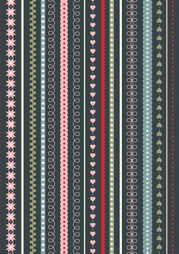 Lewis & Irene - Gingerbread Season C86.3 - Festive stripes on dark