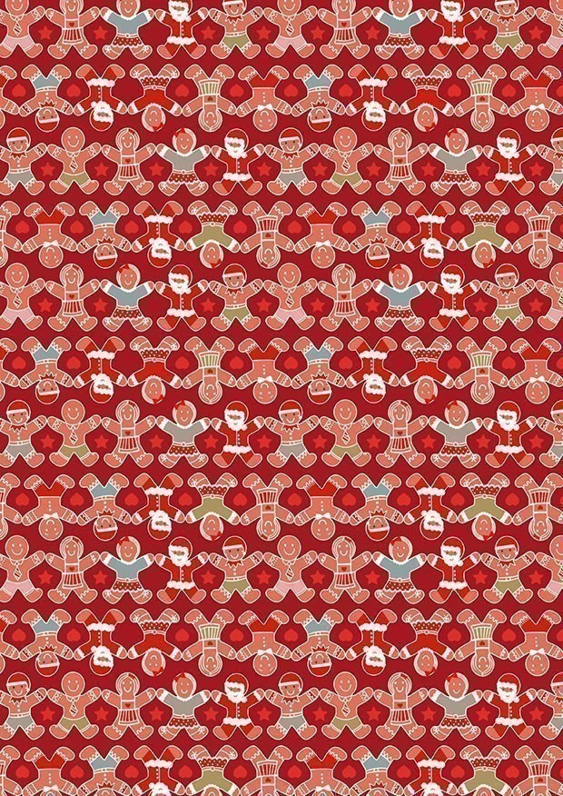 Lewis & Irene - Gingerbread Season C87.3 - Gingerbread people on red