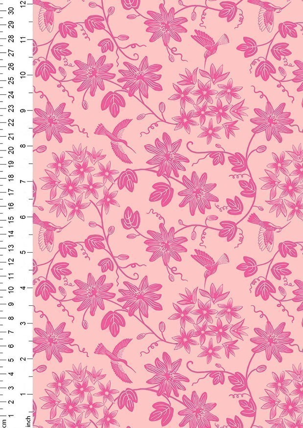 Lewis & Irene - Hibiscus Hummingbird A595.2 - Hummingbird mono on pink