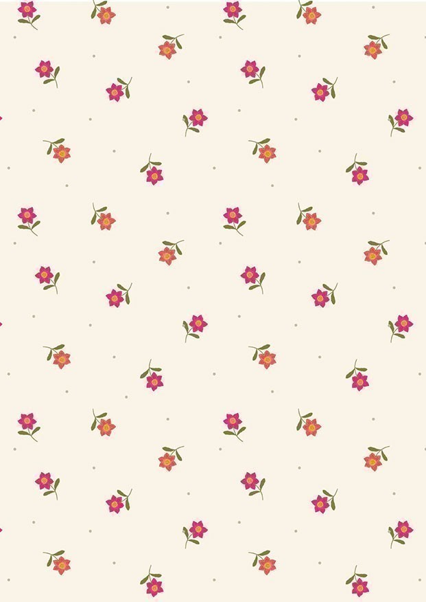 Lewis & Irene - Hibiscus Hummingbird A594.1 - Little flower dot on cream
